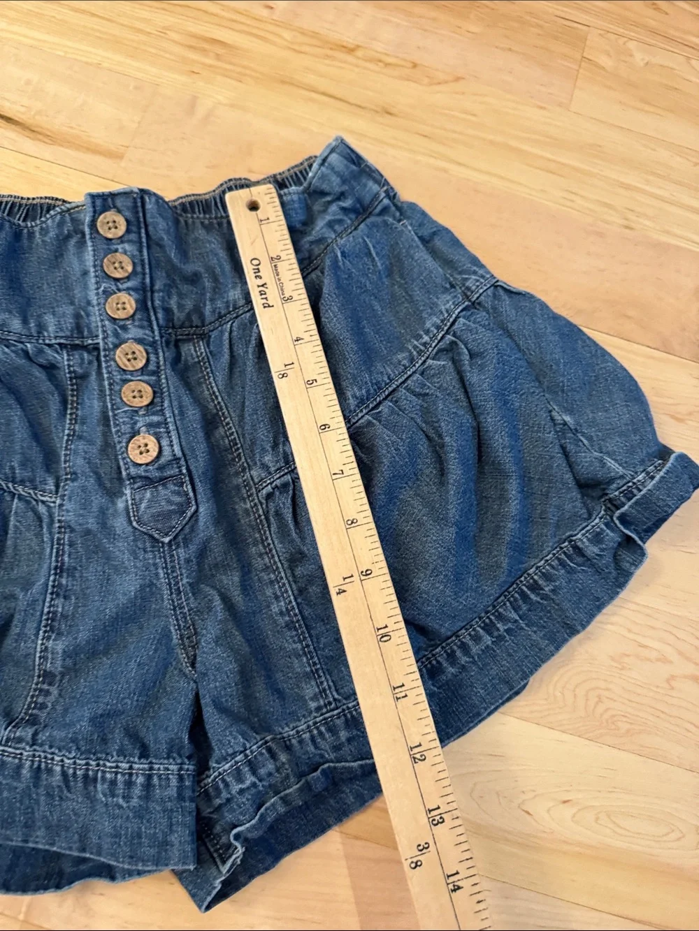 Free People Fleur denim shorts-Tiered-100% Cotton-Dark Wash-Boho-XS